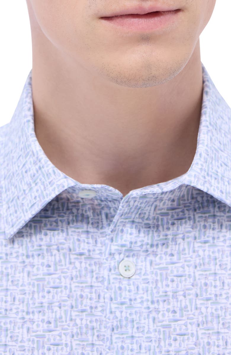 Bugatchi James OoohCotton<sup>®</sup> Cocktail Print Button-Up Shirt, Alternate, color, Mint