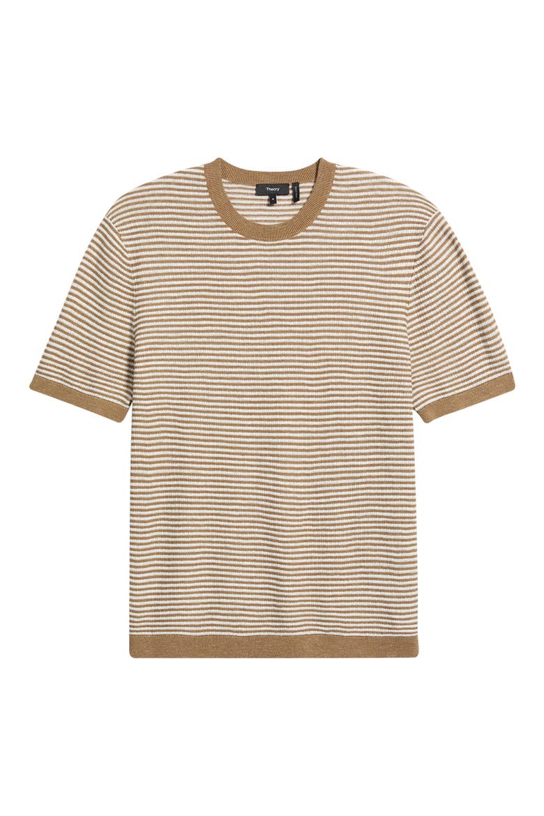 Kolben Stripe Linen & Cotton Blend T-Shirt, Alternate, color, FRESH KHAKI/ WINTER IVORY