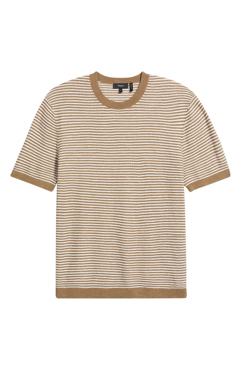 Theory Kolben Stripe Linen & Cotton Blend T-Shirt, Main, color, Fresh Khaki/ Winter Ivory