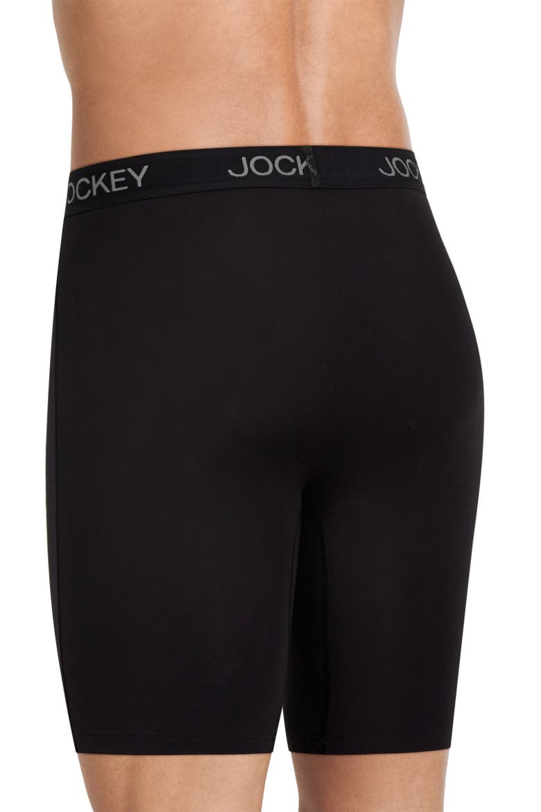 Men's Chafe Proof Pouch Ultra Soft Modal 8.5" Long Leg Boxer Brief - 3 Pack, Alternate, color, Black