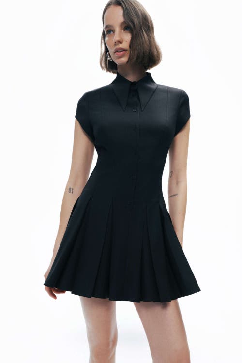 Nocturne Pleated Mini Dress In Black