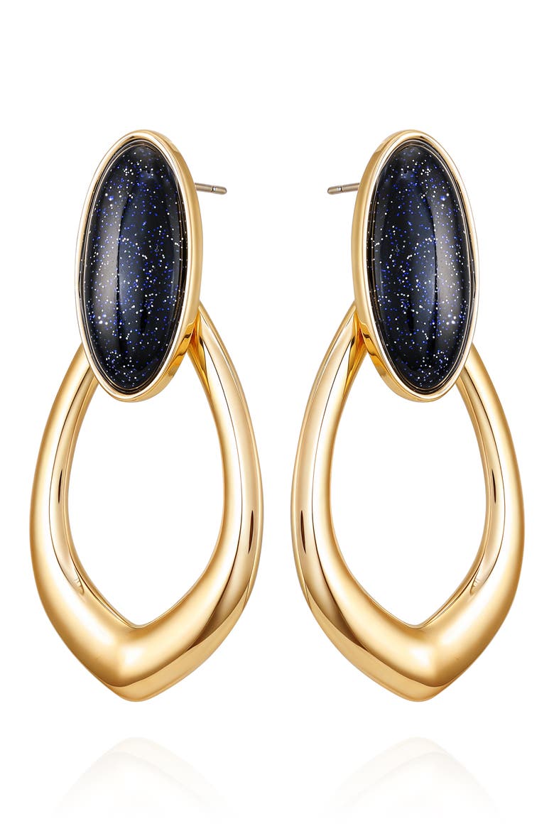 Faux Stone Doorknocker Earrings, Alternate, color, GOLDTONE
