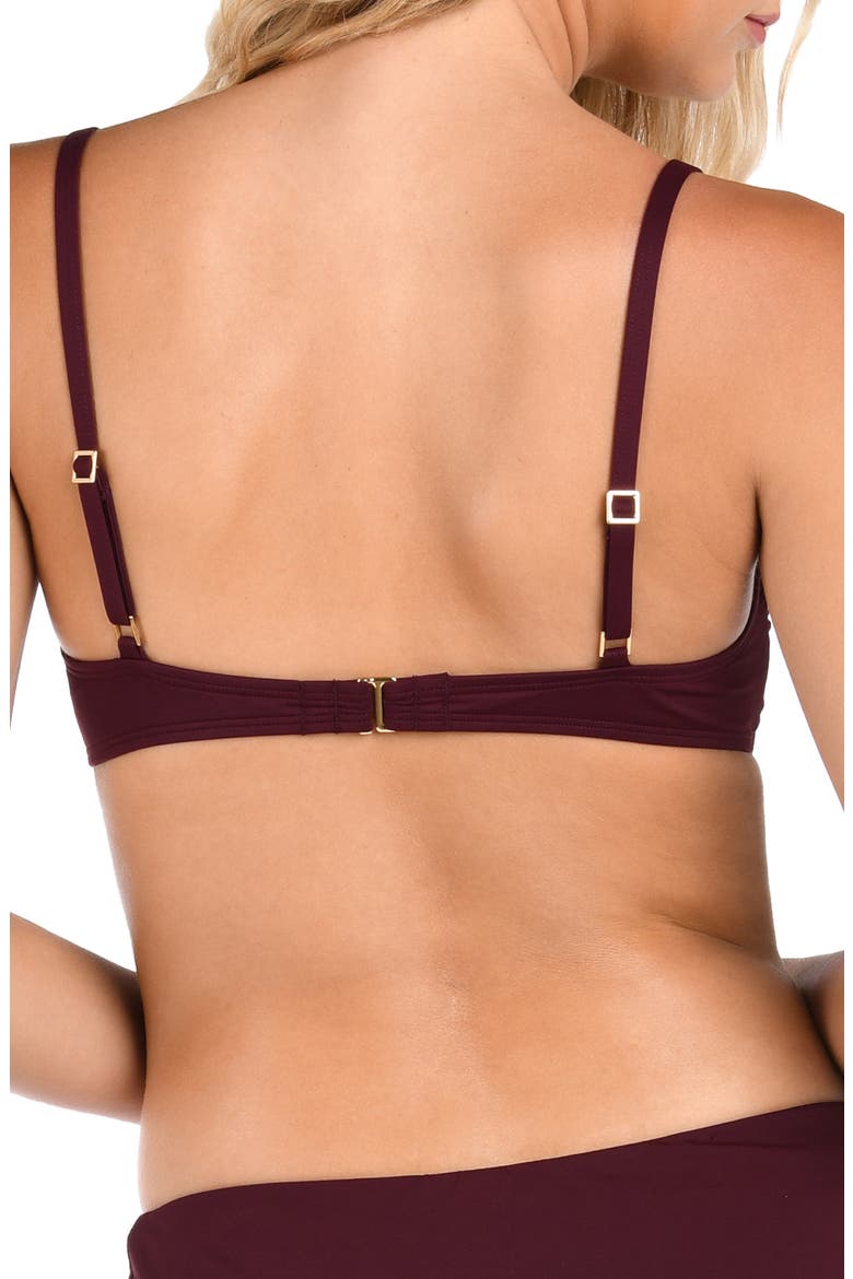 Island Goddess Wrap Bikini Top, Alternate, color, DARK CHERRY