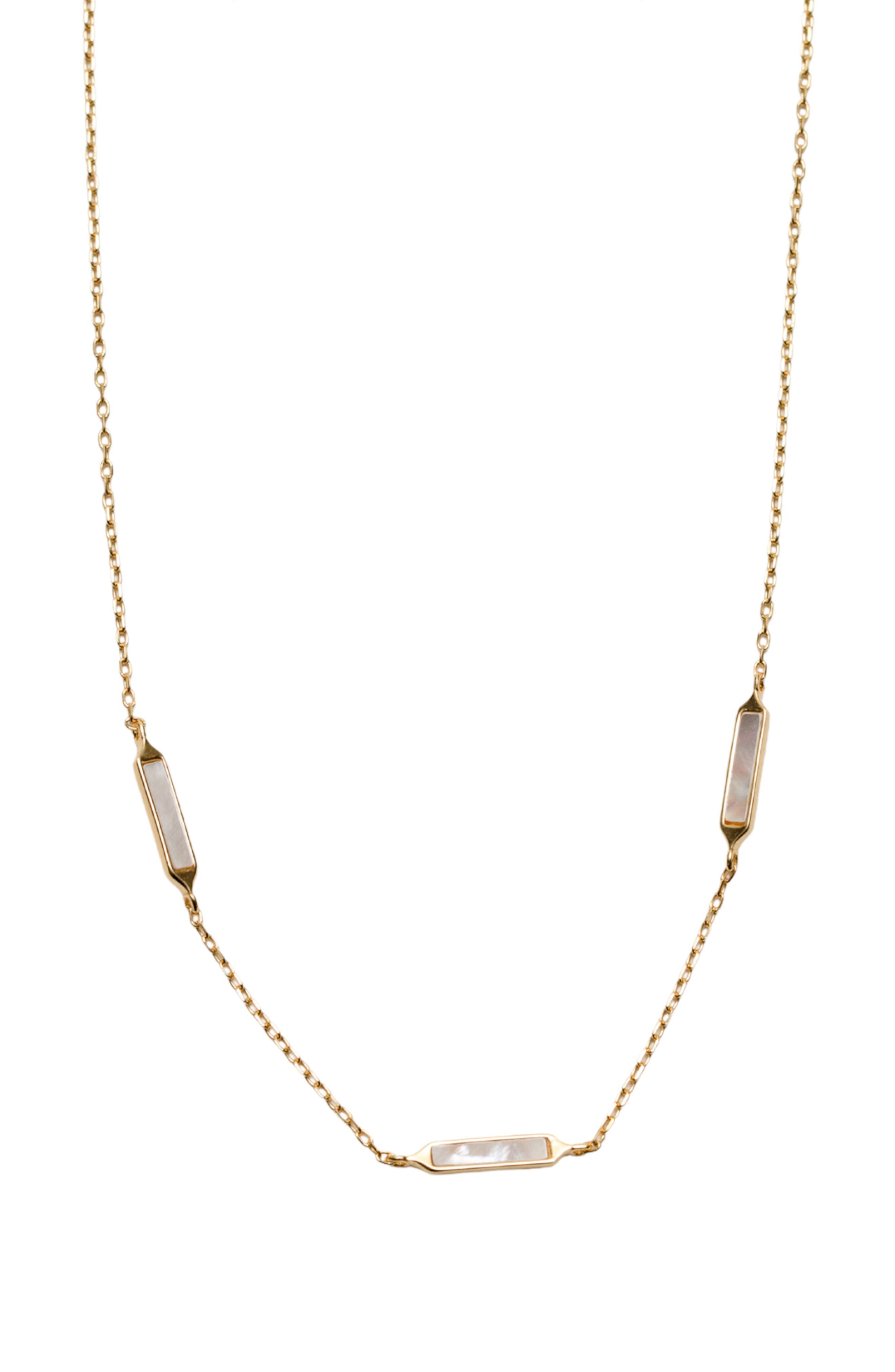 Argento Vivo Sterling Silver Mother-of-Pearl Bar Station Necklace