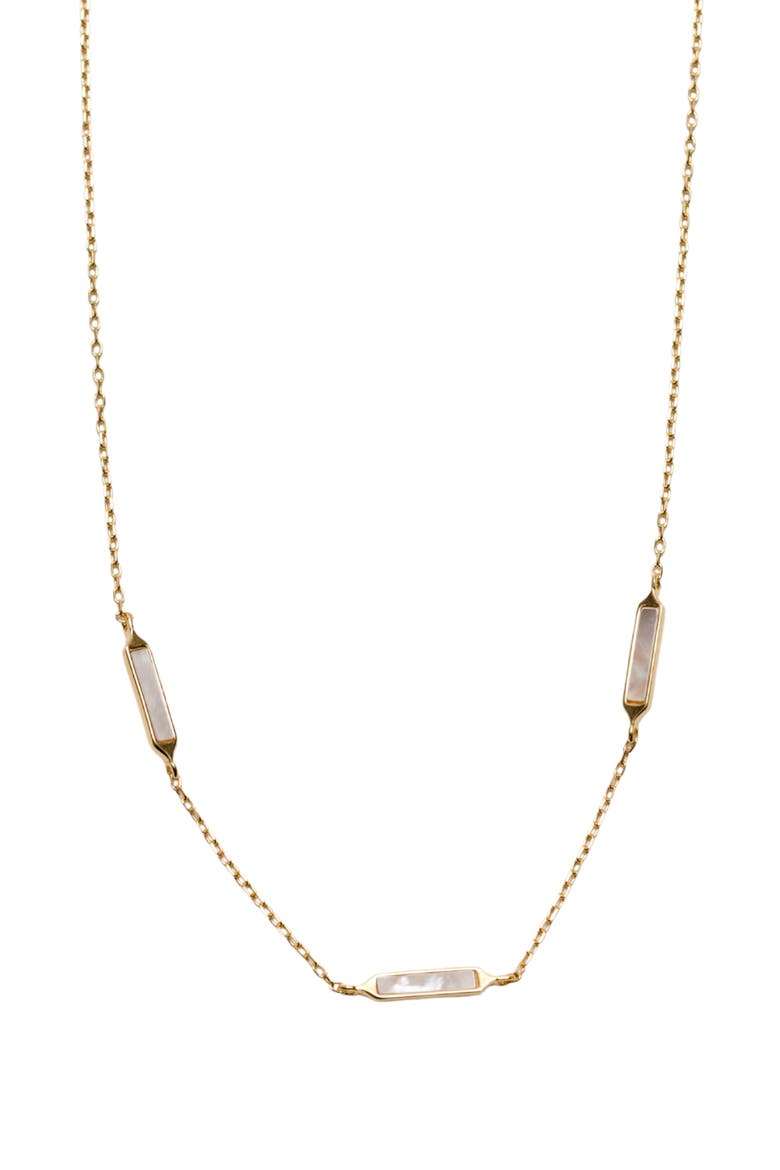 Mother-of-Pearl Bar Station Necklace, Main, color, GOLD