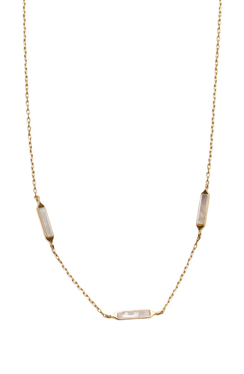 Argento Vivo Sterling Silver Mother-of-Pearl Bar Station Necklace, Main, color, Gold