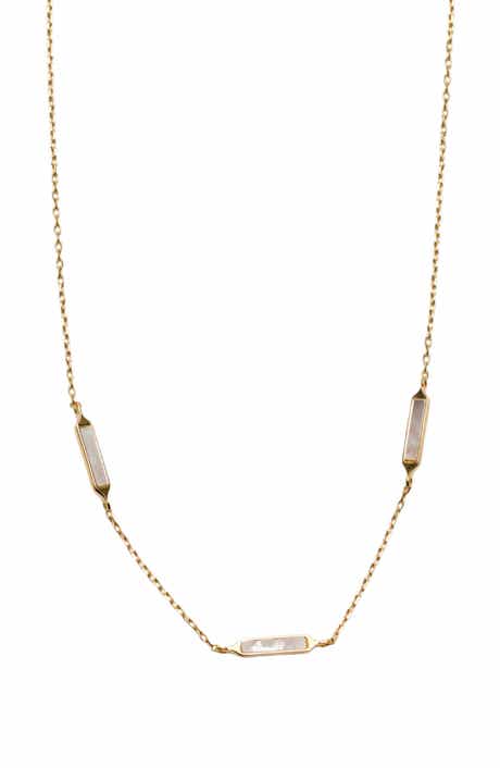 Argento Vivo Sterling Silver Mother-of-Pearl Bar Station Necklace