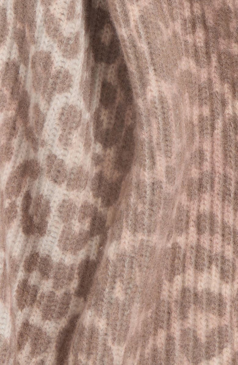 Ganni Leopard Wool Blend Knit Scarf, Alternate, color, Leopard