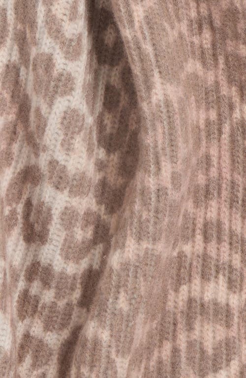 Ganni Leopard Wool Blend Knit Scarf In Multi