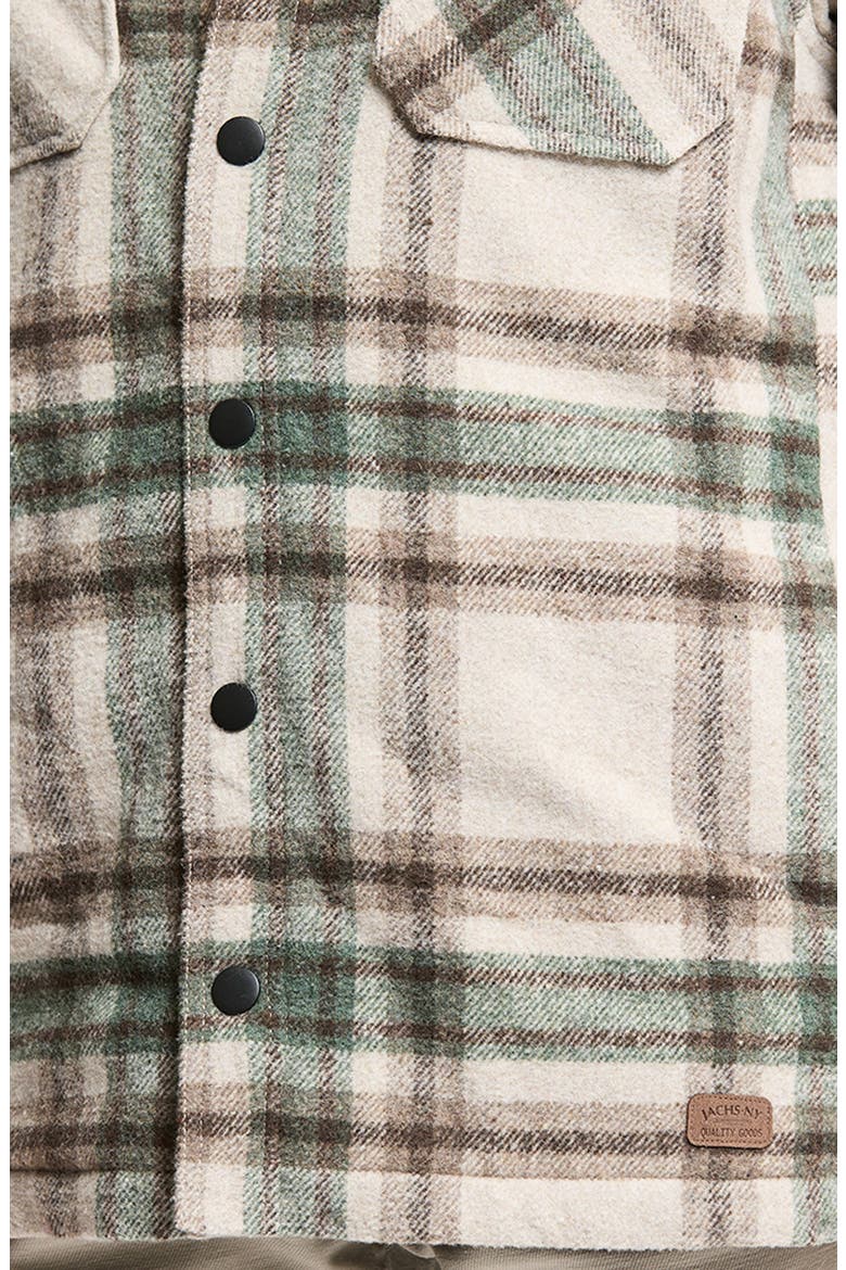 Plaid Faux Fur Lined Wool Blend Shirt Jacket, Alternate, color, STONE GREEN PLAID