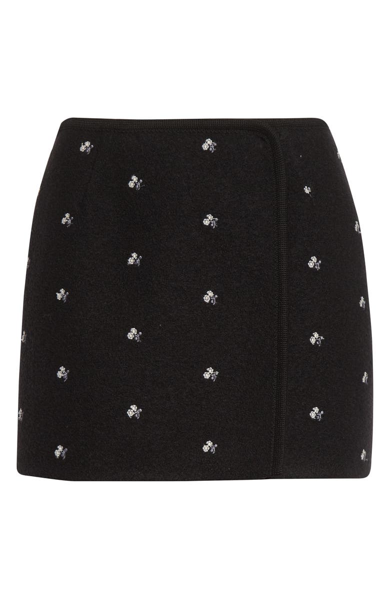 RIER Walker Floral Embroidered Wool Wrap Miniskirt, Alternate, color, Black Flowers