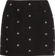 RIER Walker Floral Embroidered Wool Wrap Miniskirt