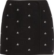 RIER Walker Floral Embroidered Wool Wrap Miniskirt