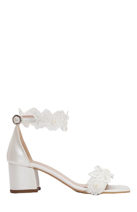 Dana Lace  Bridal Low Heel Sandals