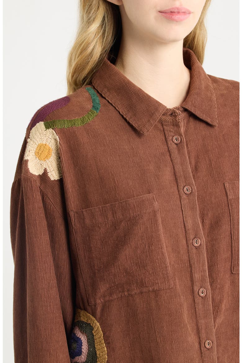 Miracle Garden Embroidered Corduroy Shirt, Alternate, color, BRUNETTE MULTI