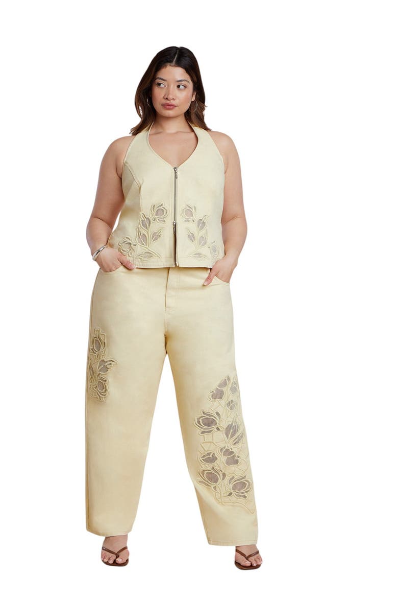 Floral Embroidery Jean, Alternate, color, SUNLIGHT