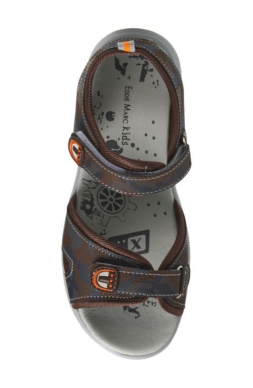 Extreme By Eddie Marc Kids' Camo Two Strap Sandal In Brown