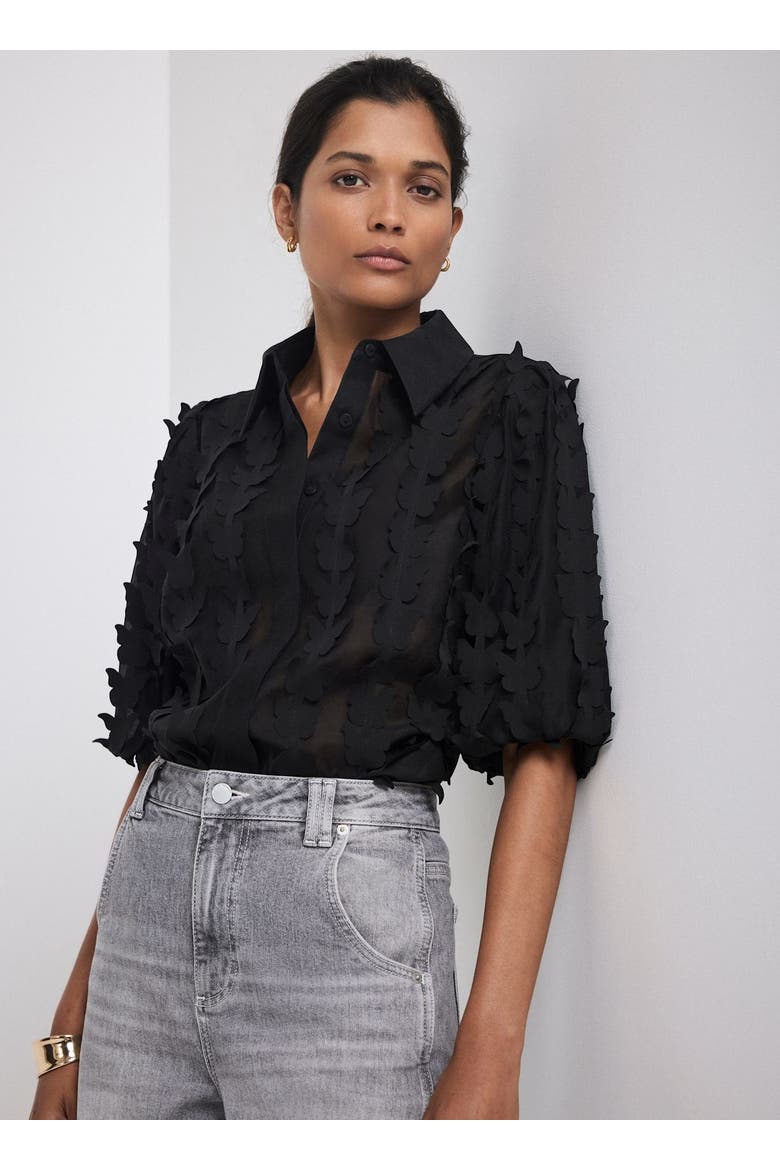 Butterfly Applique Shirt, Alternate, color, Black