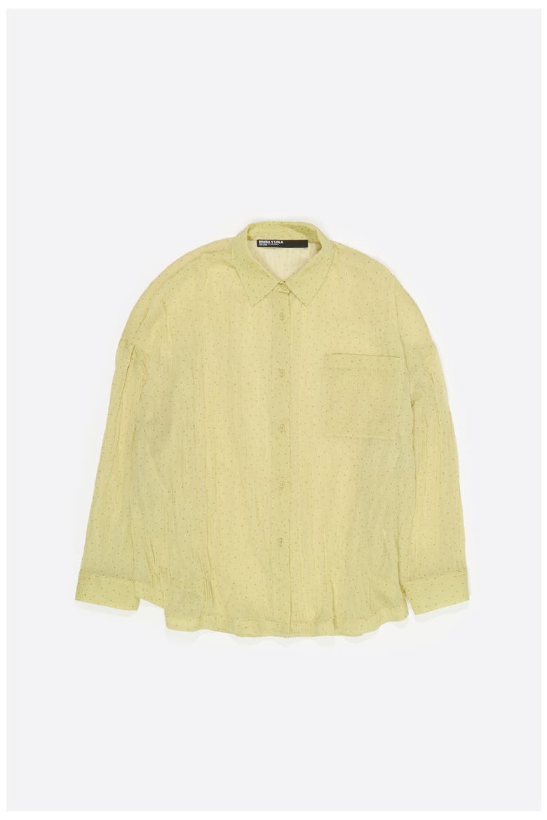 Mini Dots Pleated Oversize Shirt, Alternate, color, DOTS MINI OLIVE