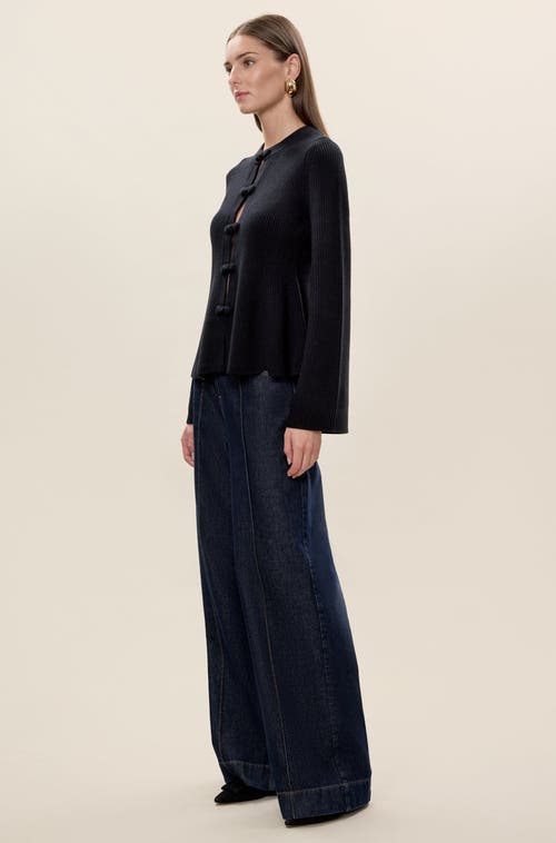 Rebecca Taylor Rhea Knit Peplum Cardi In Black