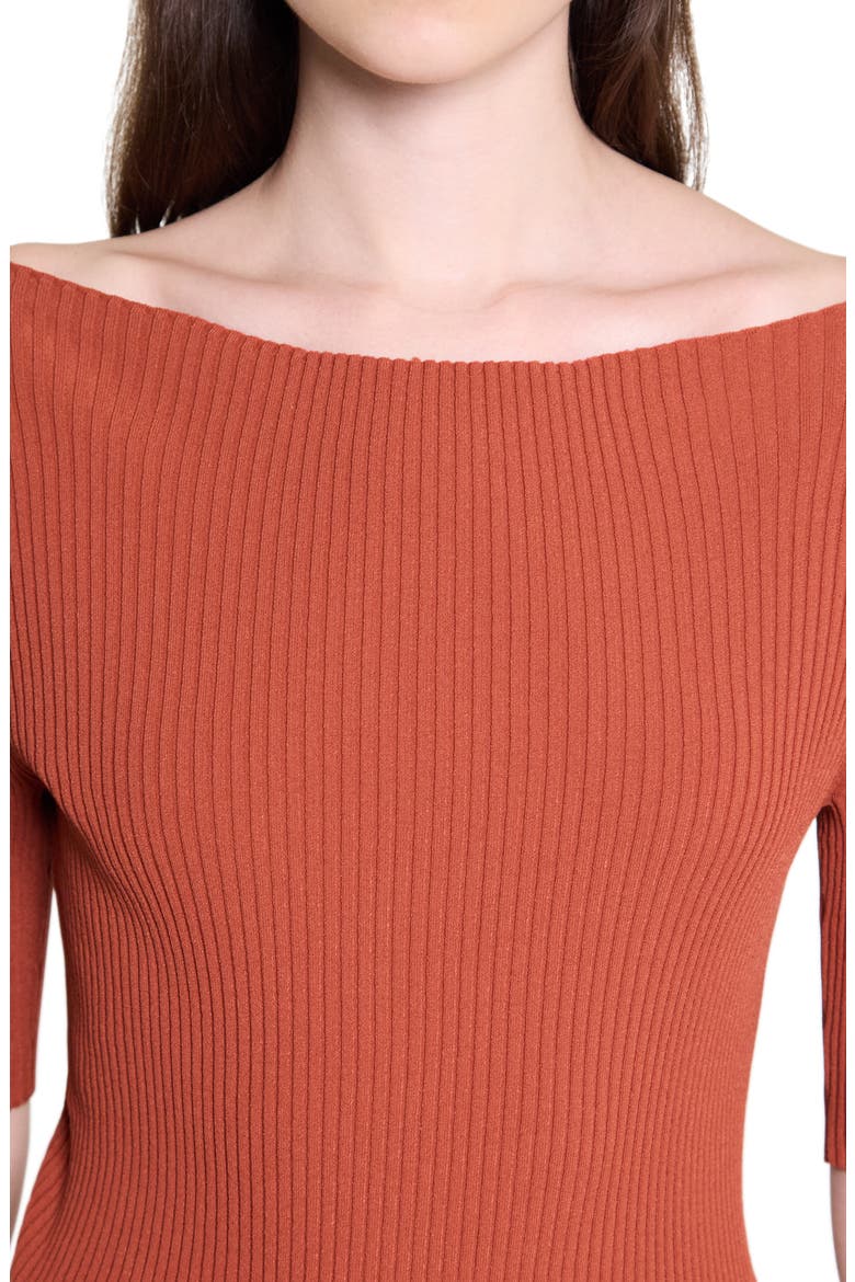 Rib Boatneck Top, Alternate, color, UMBER
