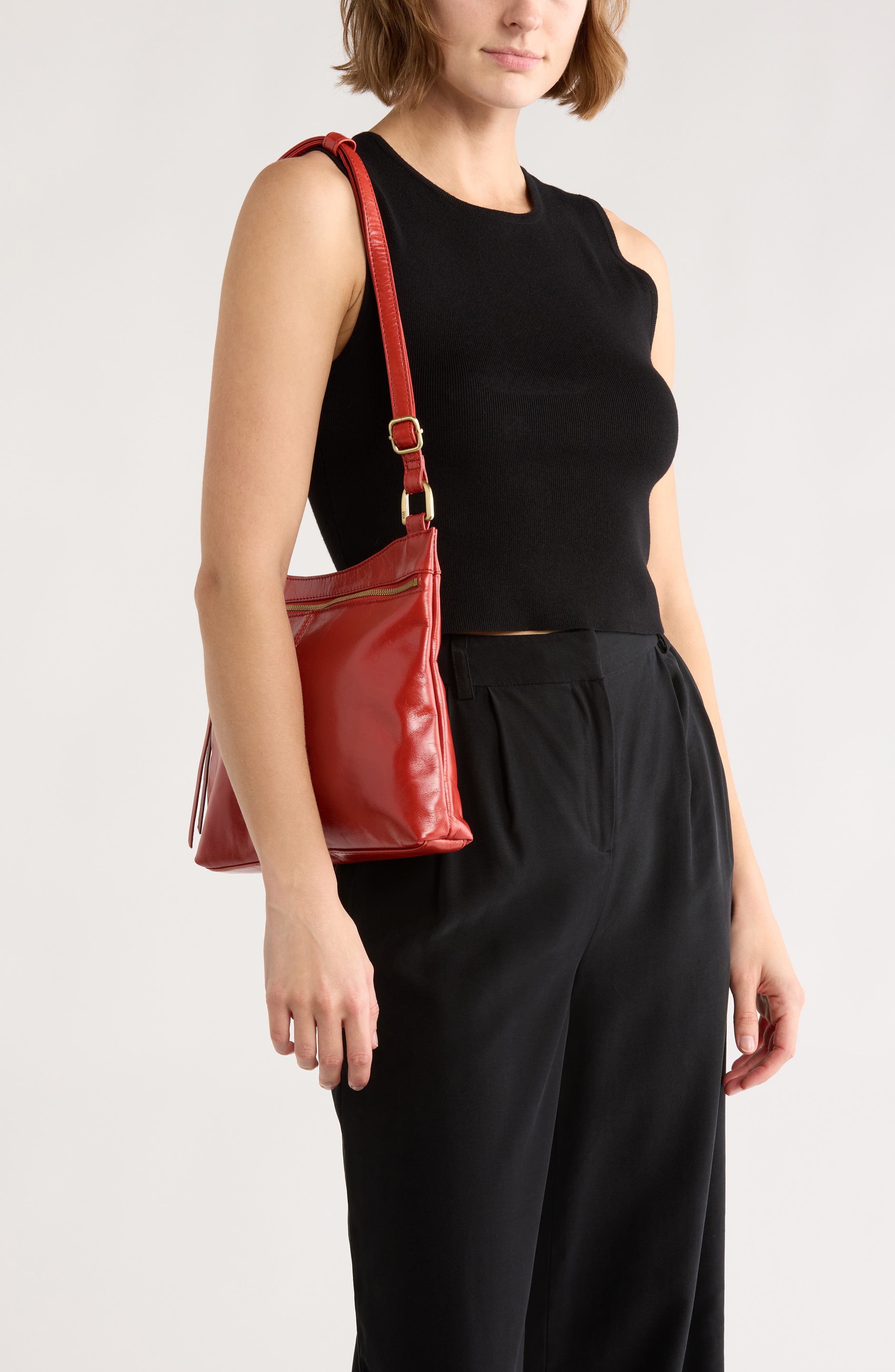 HOBO Cambel Leather Crossbody Bag, Alternate, color, Brick