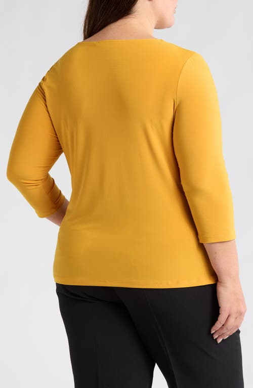 Kasper Twist Neck Cutout Top In Gold Signature