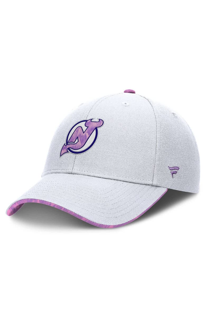 FANATICS Men's Fanatics White New Jersey Devils Authentic Pro Hockey Fights Cancer Adjustable Hat, Alternate, color,