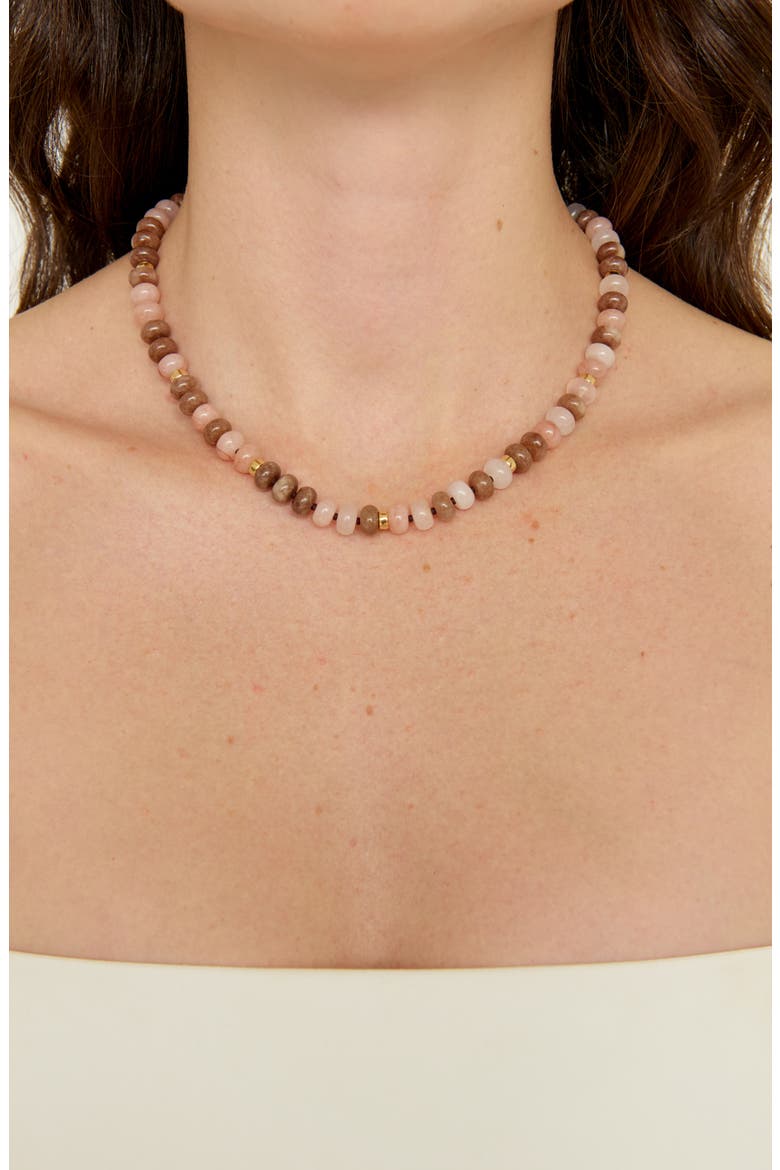 Diero Semiprecious Stone Beaded Necklace, Alternate, color, PINK/ BROWN
