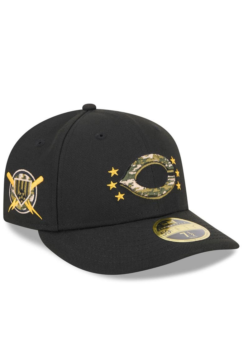 Men's New Era  Black Cincinnati Reds 2024 Armed Forces Day Low Profile 59FIFTY Fitted Hat, Alternate, color, Black