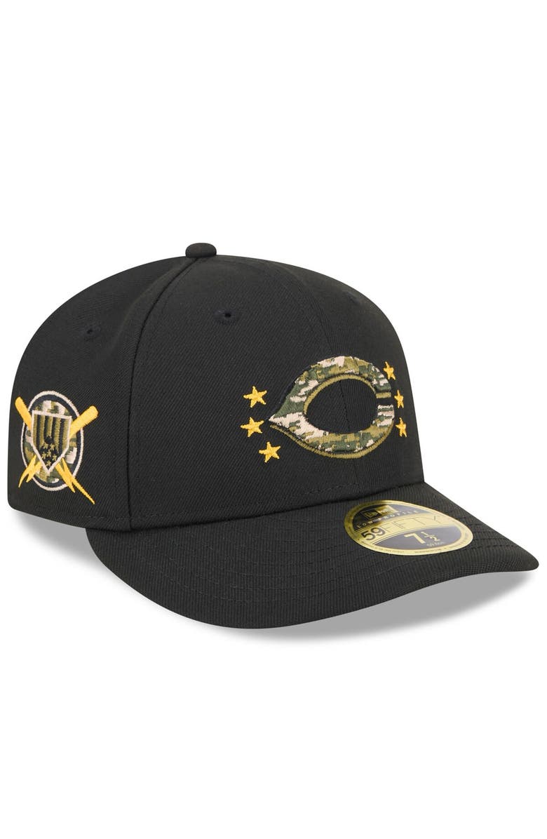 New Era Men's New Era Black Cincinnati Reds 2024 Armed Forces Day Low Profile 59FIFTY Fitted Hat, Alternate, color, Black