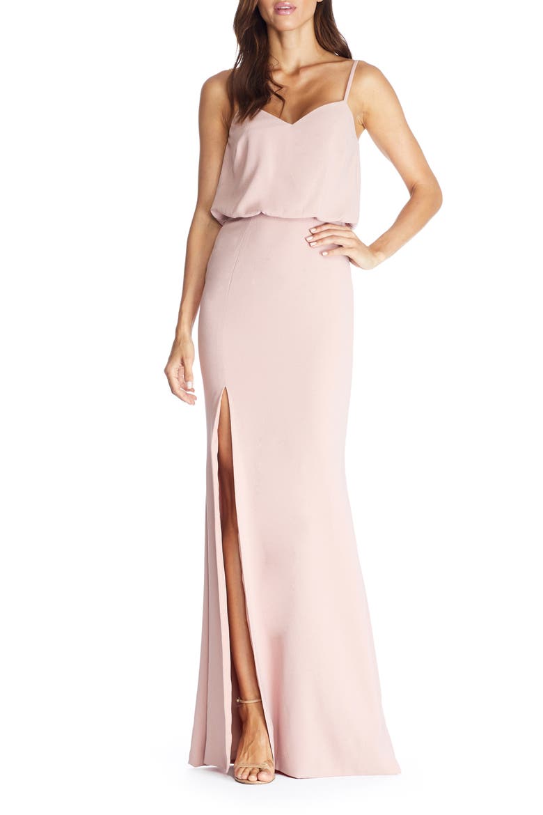 Gracelyn Blouson Jersey Gown, Main, color, BLUSH