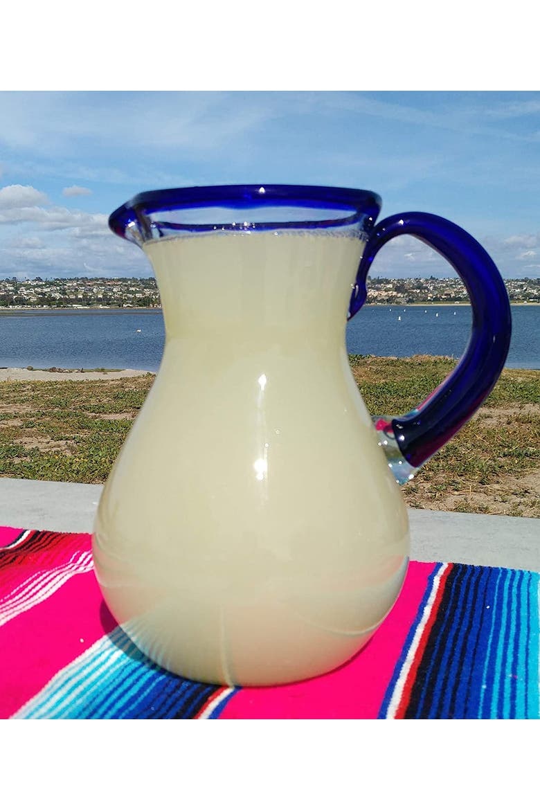 Rim & Handle Glass Pitcher, Alternate, color, Cobalt Blue