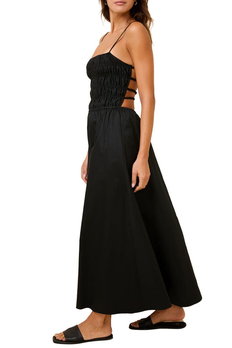 The Delta Smocked Cotton Maxi Sundress, Alternate, color, BLACKOUT