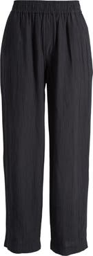 Madewell Crinkled Straight Leg Crop Crepe Pants