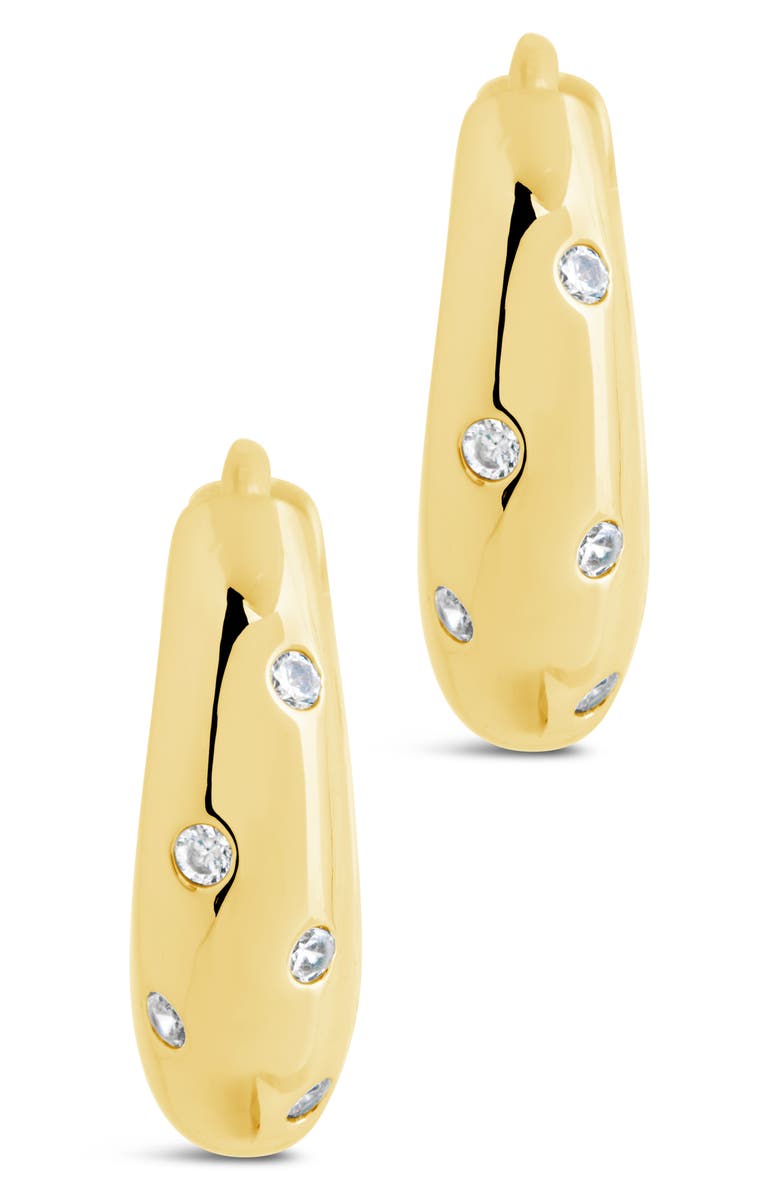 Sterling Forever Sierra CZ Hoop Earrings, Alternate, color, Gold