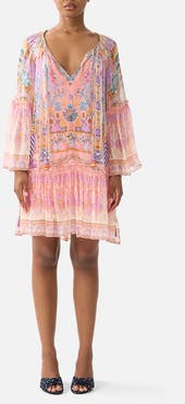 Camilla Short Dropped Waist Dress With Bell Sleeve