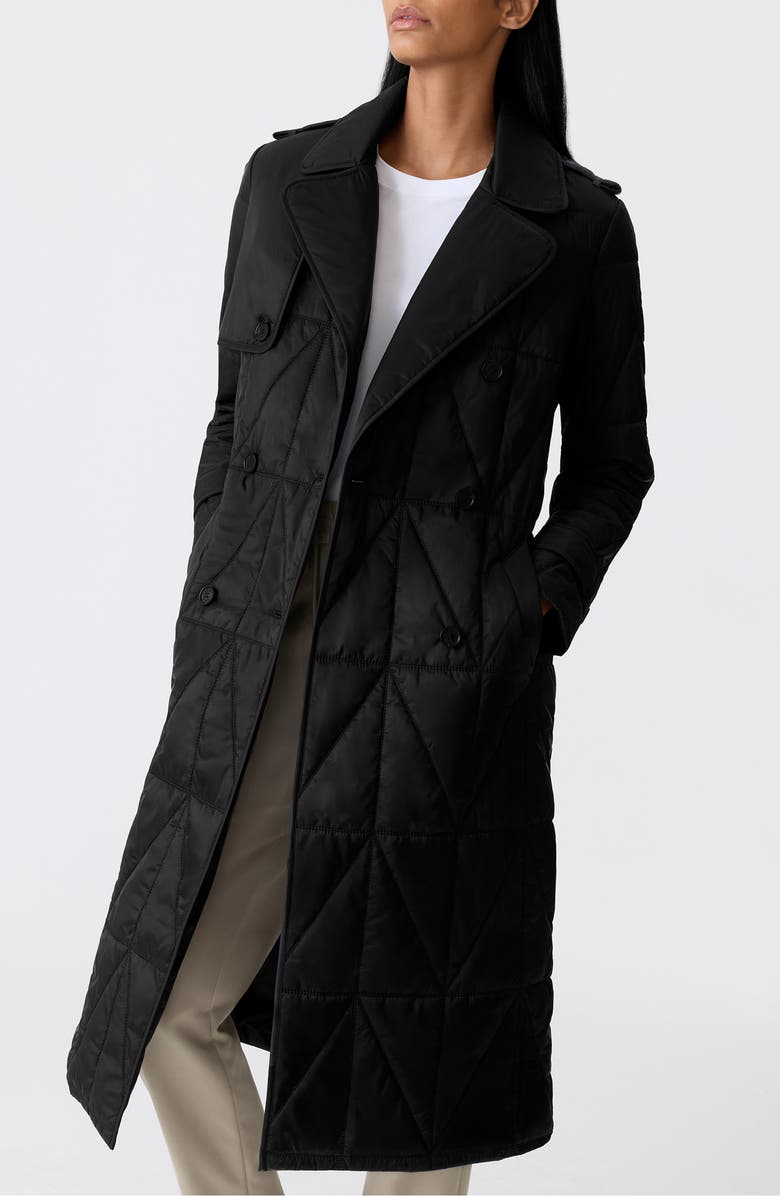 Mackage Mavis Quilted Trench Coat, Alternate, color, Black