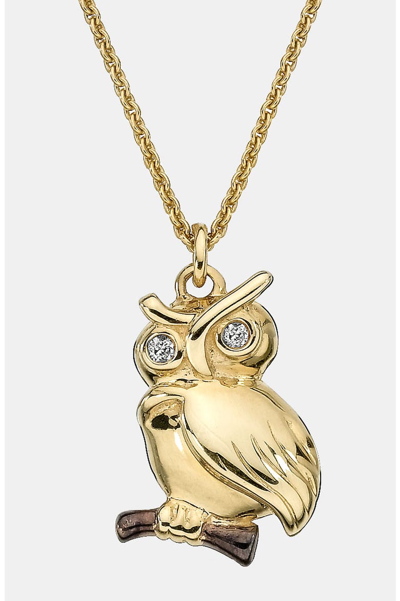 Owl Pendant Necklace, Main, color, YELLOW GOLD