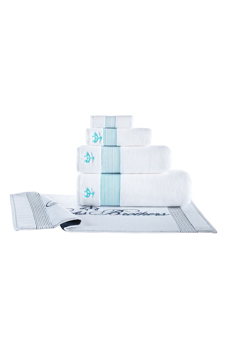 Brooks Brothers Robe Stripe 4-Pack Turkish Cotton Bath Towels, Alternate, color, Sea Glass