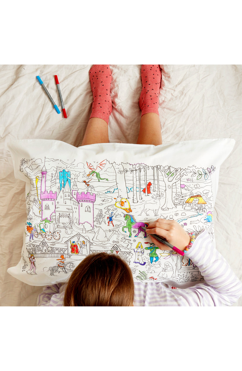 Eat Sleep Doodle Color Your Own Pillowcase Fairytale, Alternate, color, White