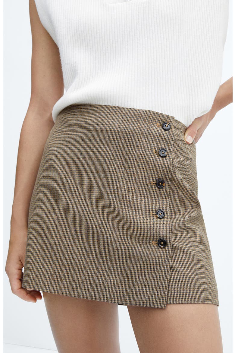 Houndstooth Button-Up Miniskirt, Alternate, color, BROWN