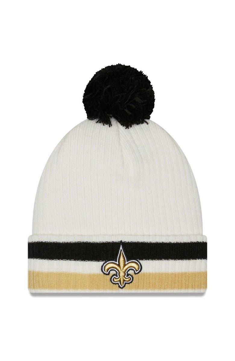 New Era Men's New Era White New Orleans Saints Retro Cuffed Knit Hat with Pom, Main, color, White