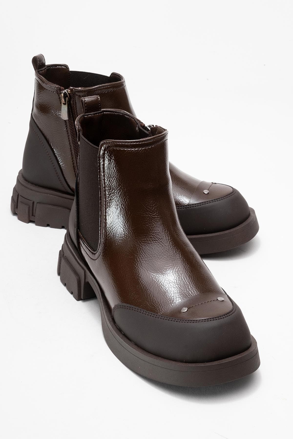 Albia Zip Boot, Main, color, Dark Brown Patent Leather