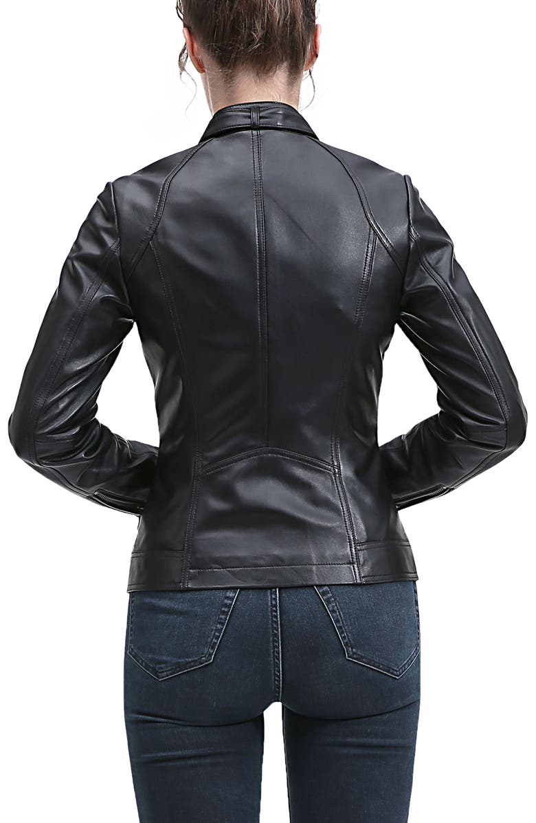 Kimi & Kai Emy Leather Moto Jacket, Alternate, color, Black