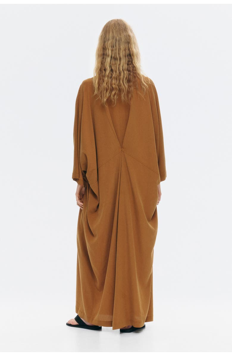 H&M Tie-detail Crêpe Dress, Alternate, color, Dark Beige