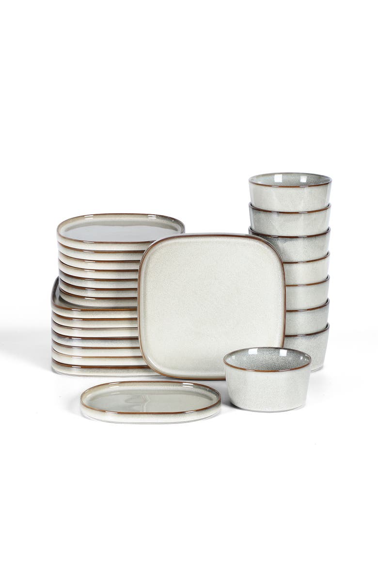 Cairo Stoneware 24-Piece Dinnerware Set, Main, color, Grey