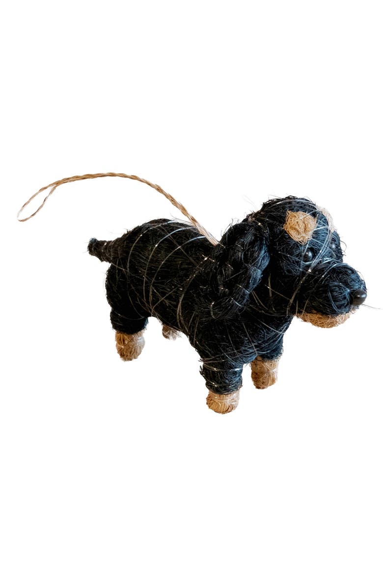 LIKHA Dachshund Handwoven Ornament, Main, color, Black/ Brown