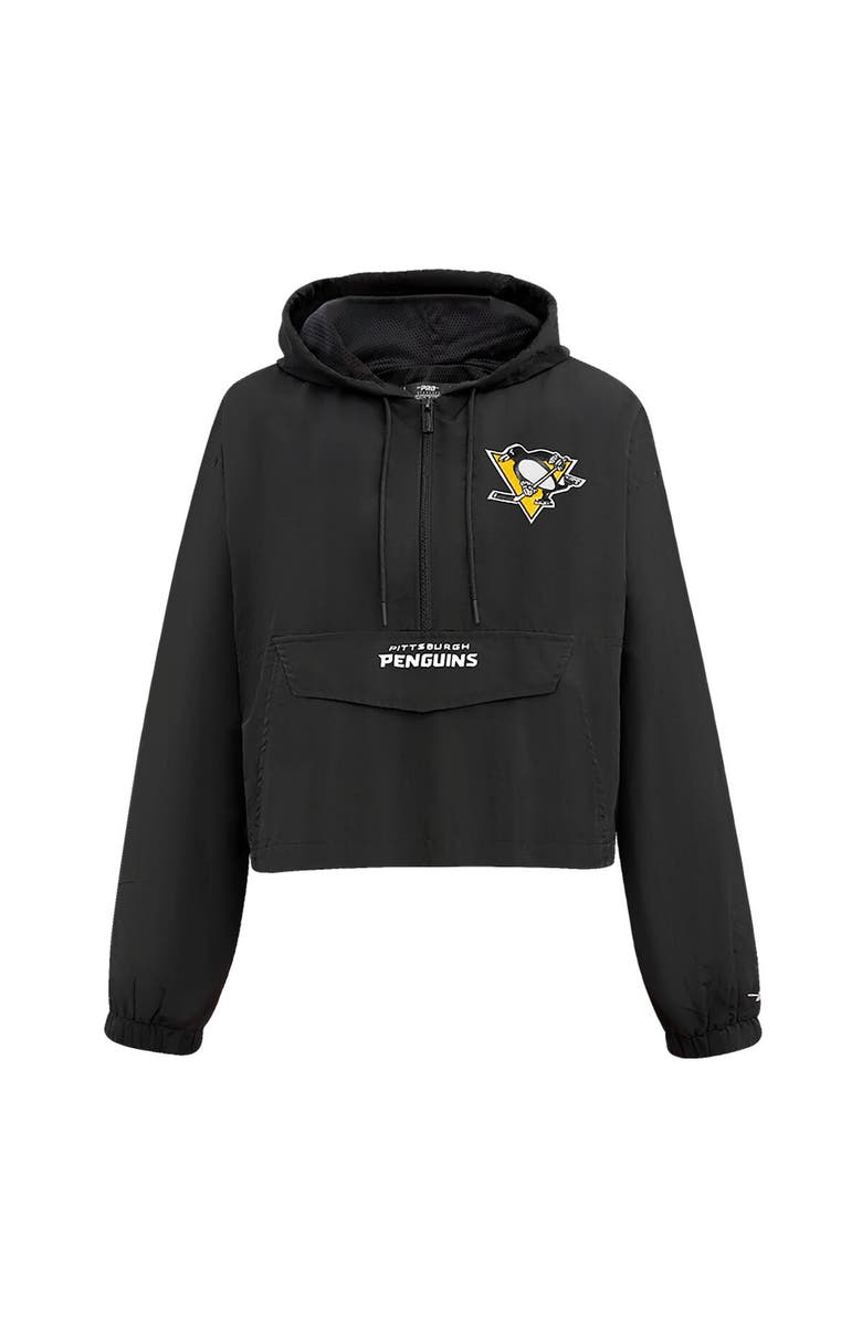 PRO STANDARD Women's Pro Standard Black Pittsburgh Penguins Classic Cropped Half-Zip Wind Jacket, Alternate, color, Black
