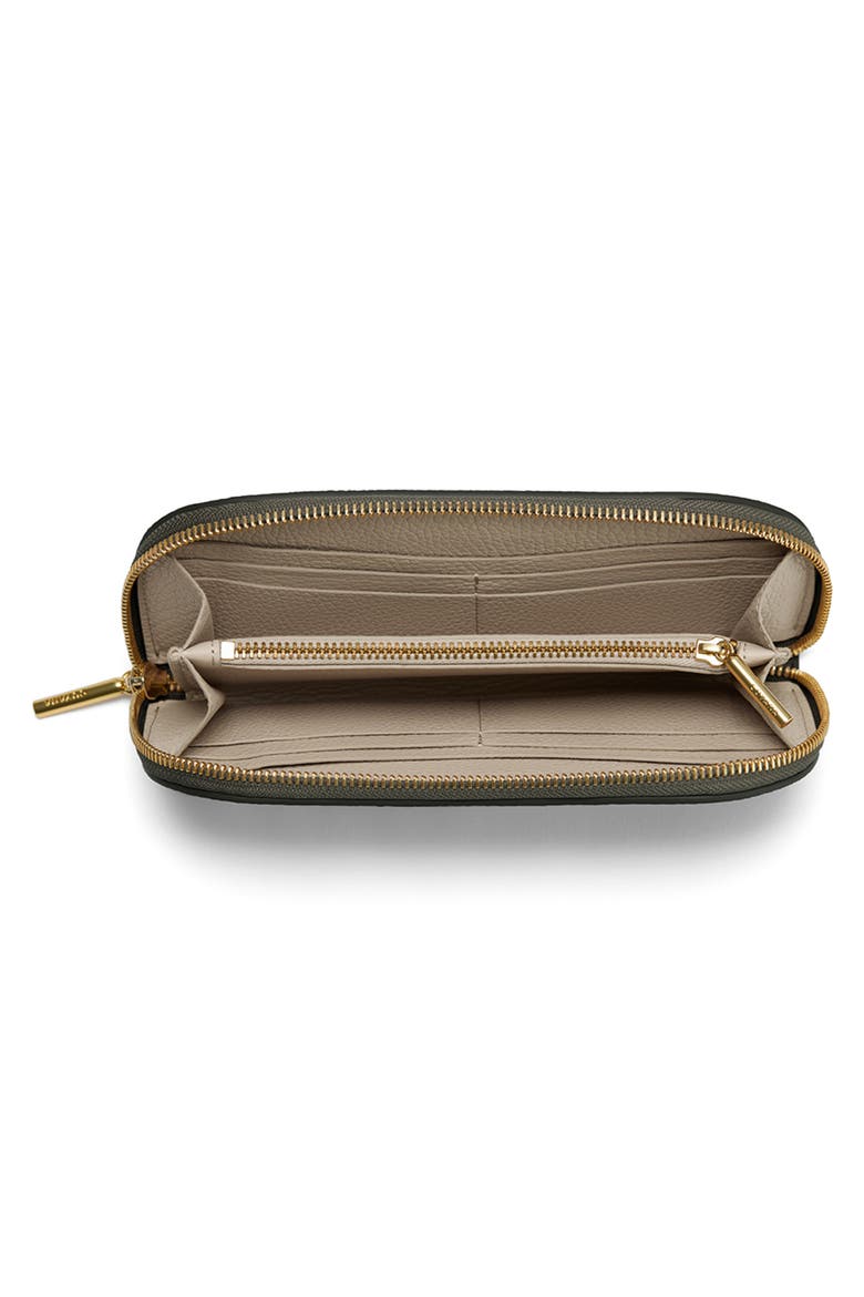 Curved Leather Wallet, Alternate, color, DARK OLIVE